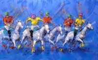 Zahid Saleem, 30 x 48 Inch, Acrylic on Canvas, Polo Painting, AC-ZS-168